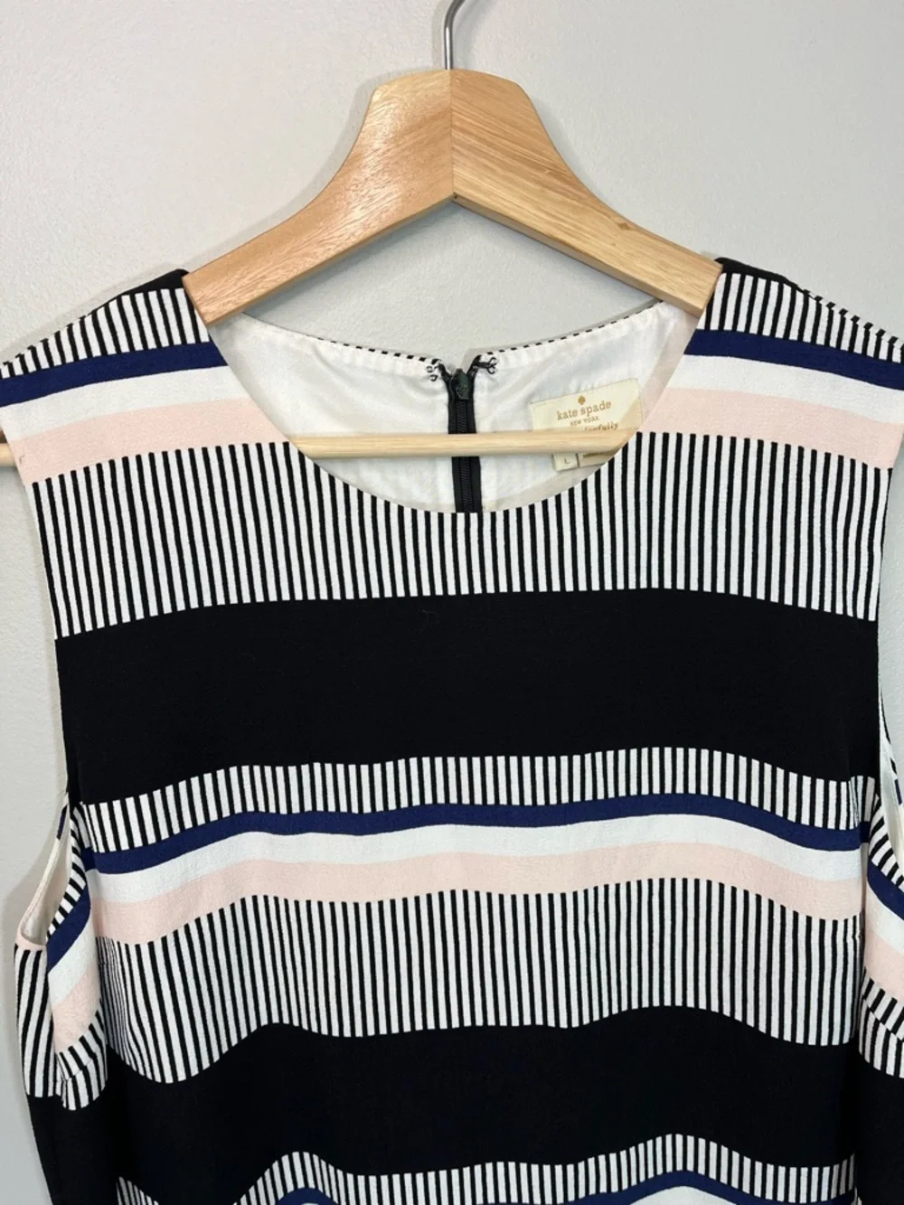 Kate Spade Striped Sleeveless Top in Black, Pink, Navy Women’s Large